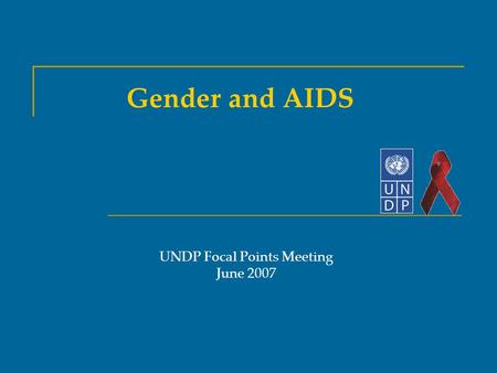 Gender and AIDS UNDP Focal Points Meeting June 2007.