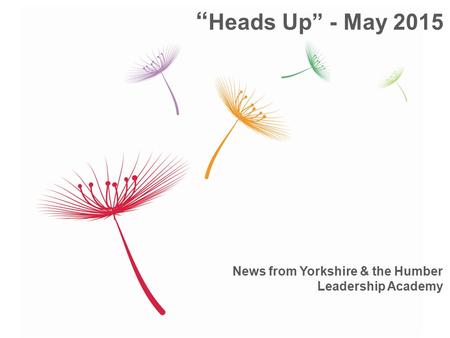 News from Yorkshire & the Humber Leadership Academy “ Heads Up” - May 2015.