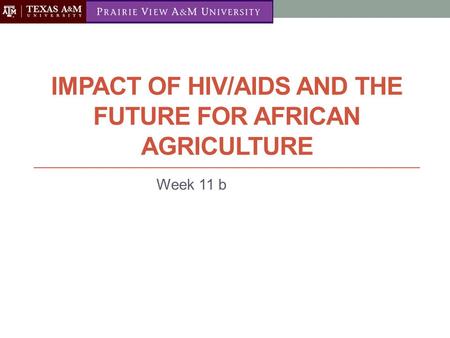 Impact of HIV/Aids and the future for African Agriculture