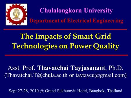 Chulalongkorn University Department of Electrical Engineering