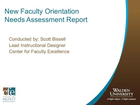 New Faculty Orientation Needs Assessment Report