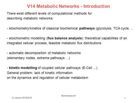 V14 Metabolic Networks - Introduction