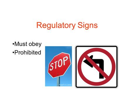 Regulatory Signs Must obey Prohibited.