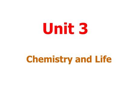 Unit 3 Chemistry and Life Menu To work through a topic click on the title. Photosynthesis and Respiration The Effect of Chemicals on the Growth of PlantsThe.
