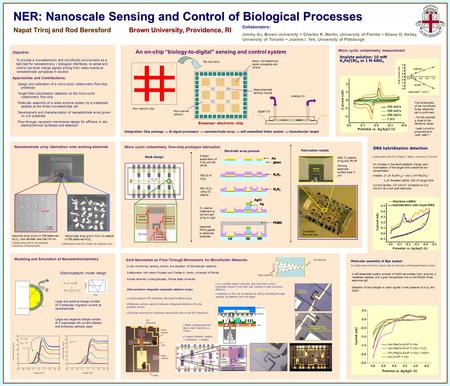 NER: Nanoscale Sensing and Control of Biological Processes Objective: To provide a microelectronic and microfluidic environment as a test bed for nanoelectronic.