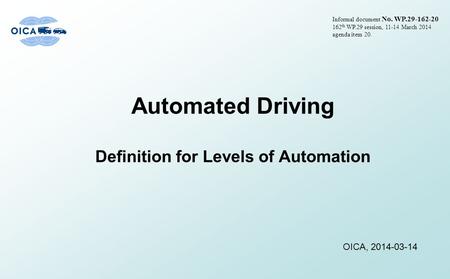 Definition for Levels of Automation
