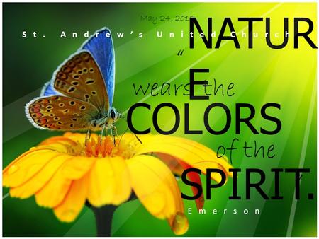 COLORS of the SPIRIT. the “ “ Emerson May 24, 2015 NATUR E wears St. Andrew’s United Church.