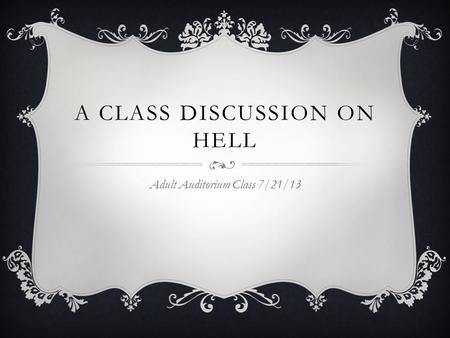 A Class Discussion on hell