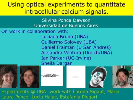 Using optical experiments to quantitate intracellular calcium signals. Silvina Ponce Dawson Universidad de Buenos Aires On work in collaboration with: