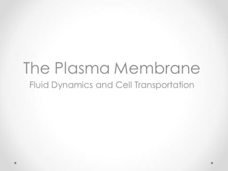 The Plasma Membrane Fluid Dynamics and Cell Transportation.