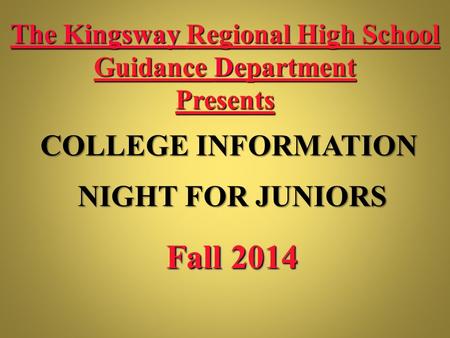 The Kingsway Regional High School Guidance Department