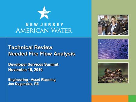 Technical Review Needed Fire Flow Analysis Developer Services Summit November 16, 2010 Engineering - Asset Planning Joe Dugandzic, PE.