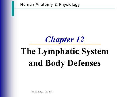Chapter 12 The Lymphatic System and Body Defenses