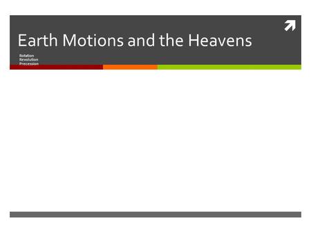 Earth Motions and the Heavens