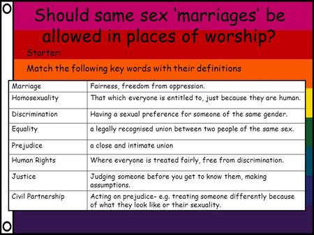 Should same sex ‘marriages’ be allowed in places of worship?