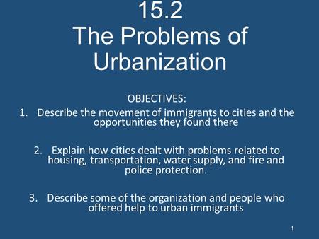 15.2 The Problems of Urbanization