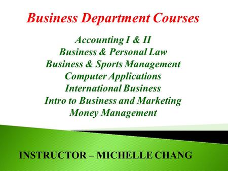 Business Department Courses