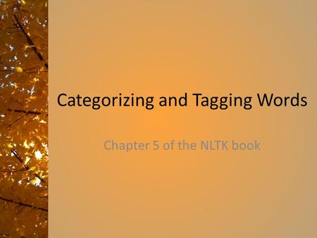Categorizing and Tagging Words