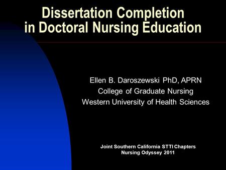 Dissertation Completion in Doctoral Nursing Education