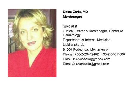 Enisa Zaric, MD Montenegro Specialist