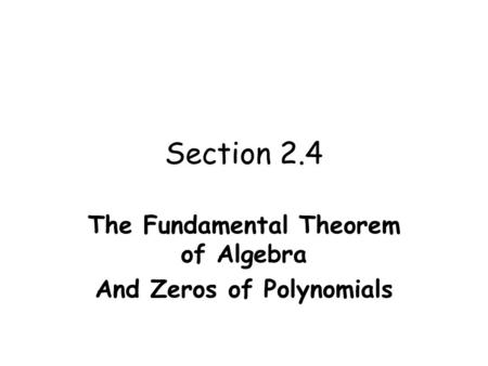 The Fundamental Theorem of Algebra And Zeros of Polynomials