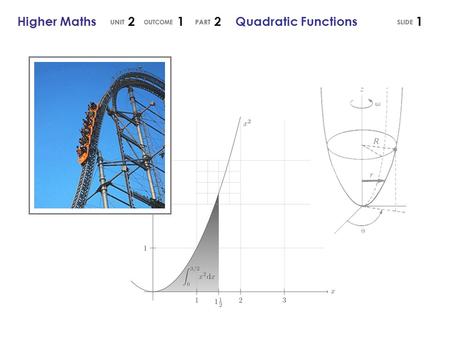 1Higher Maths 2 1 2 Quadratic Functions. Any function containing an term is called a Quadratic Function. The Graph of a Quadratic Function 2Higher Maths.