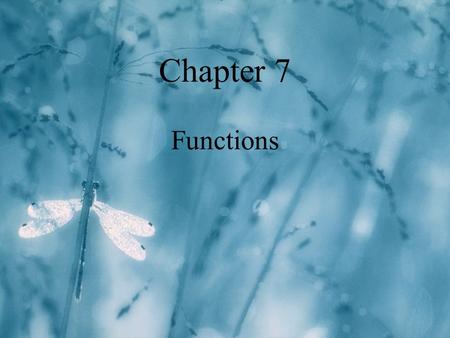 Chapter 7 Functions.