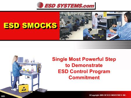 ESD SMOCKS Single Most Powerful Step to Demonstrate ESD Control Program Commitment ©Copyright 2005 DESCO INDUSTRIES INC. 8/05.