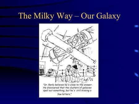 The Milky Way – Our Galaxy. Exam II A: 25 or better B: 20 or better C: 17 or better D: 15 or better F: 13 or below Average: 20.7.