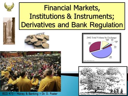 Financial Markets, Institutions & Instruments; Derivatives and Bank Regulation ECO 473 – Money & Banking – Dr. D. Foster.