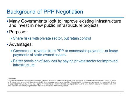 Background of PPP Negotiation