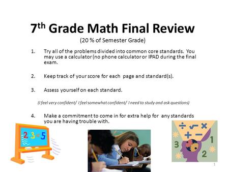 7th Grade Math Final Review (20 % of Semester Grade)