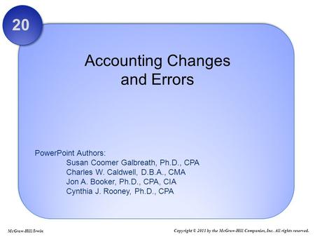 Accounting Changes and Errors