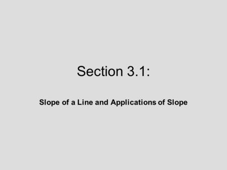 Slope of a Line and Applications of Slope