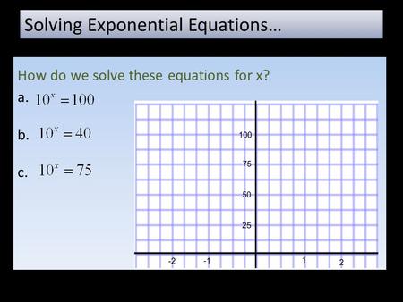 Solving Exponential Equations…