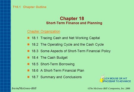 Chapter 18 Short-Term Finance and Planning