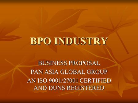 AN ISO 9001/27001 CERTIFIED AND DUNS REGISTERED