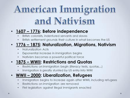 American Immigration and Nativism