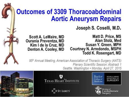 Outcomes of 3309 Thoracoabdominal Aortic Aneurysm Repairs