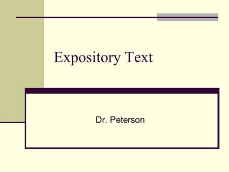 Expository Text Dr. Peterson. Nonfiction 1. Primary Source Documents 2. Narrative Nonfiction 3. Non-Narrative Nonfiction.