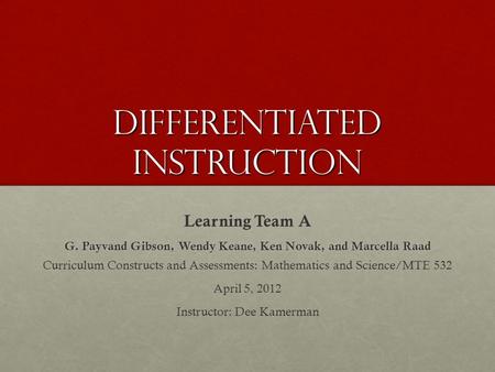Differentiated instruction