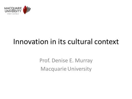 Innovation in its cultural context