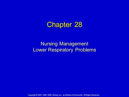 Nursing Management Lower Respiratory Problems