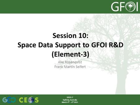 Ake Rosenqvist Frank Martin Seifert Session 10: Space Data Support to GFOI R&D (Element-3) SDCG-7 Sydney, Australia March 4 th – 6 th 2015.