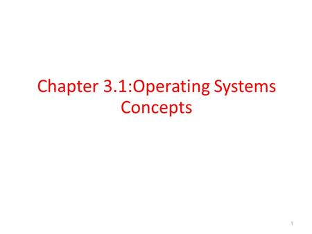 Chapter 3.1:Operating Systems Concepts 1. A Computer Model An operating system has to deal with the fact that a computer is made up of a CPU, random access.