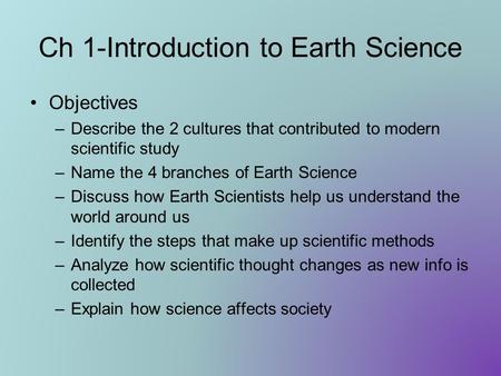 Ch 1-Introduction to Earth Science