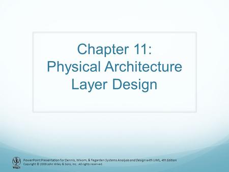 Chapter 11: Physical Architecture Layer Design