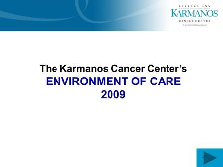 1 The Karmanos Cancer Center’s ENVIRONMENT OF CARE 2009.