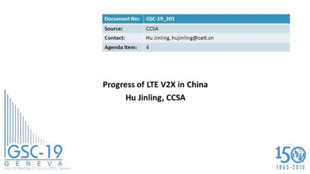 Progress of LTE V2X in China