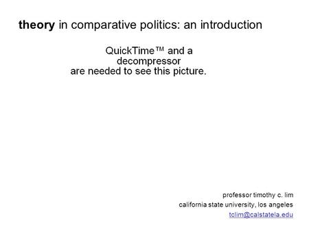 Professor timothy c. lim california state university, los angeles theory in comparative politics: an introduction.